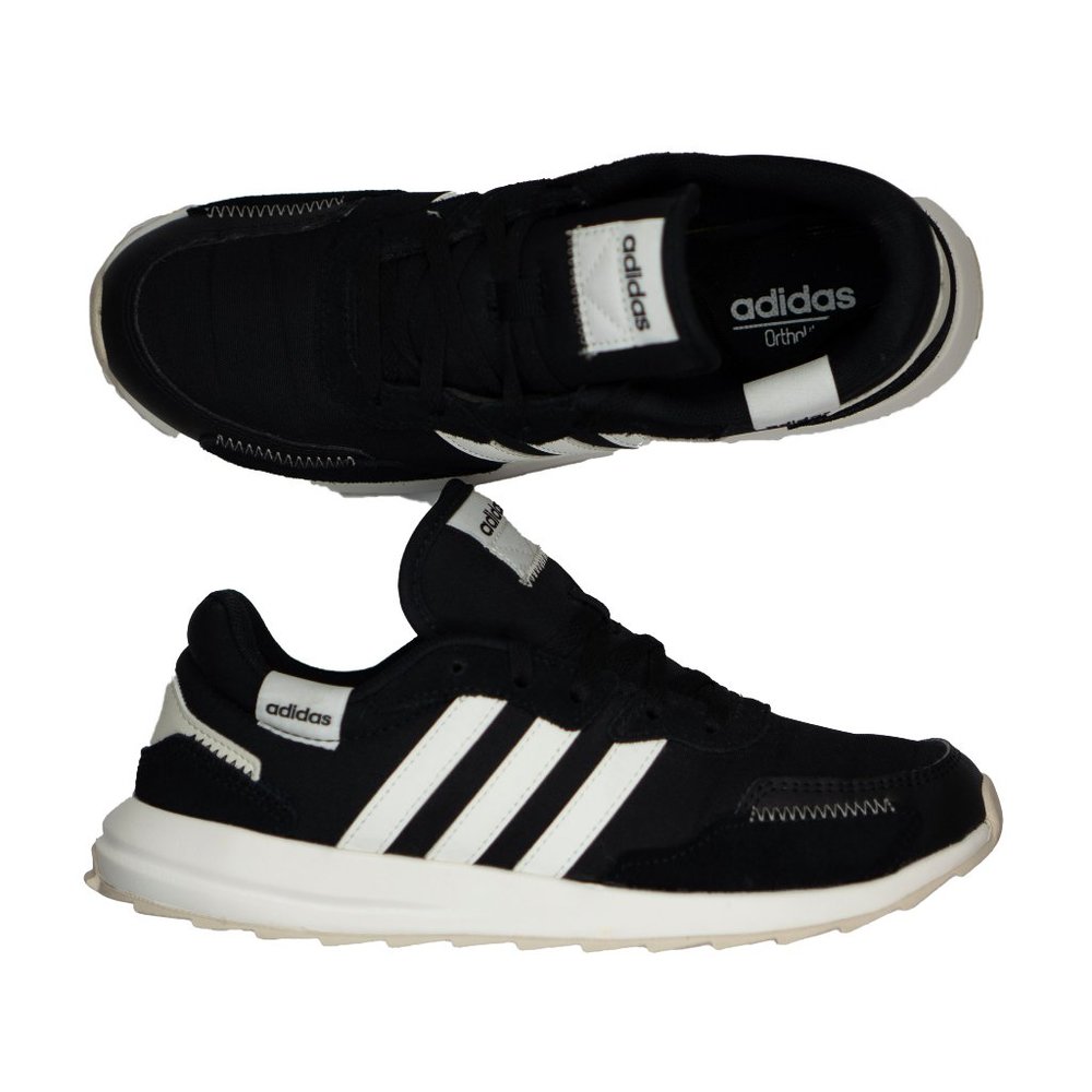 adidas Women Retrorun Running Shoe Black Cloud White Alumina EH1859 Size 6.5